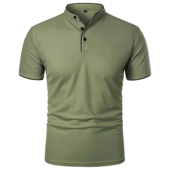 Herren Kurzarm-Poloshirt Stehkragen Knitterfreies Piqué-Shirt - Grün