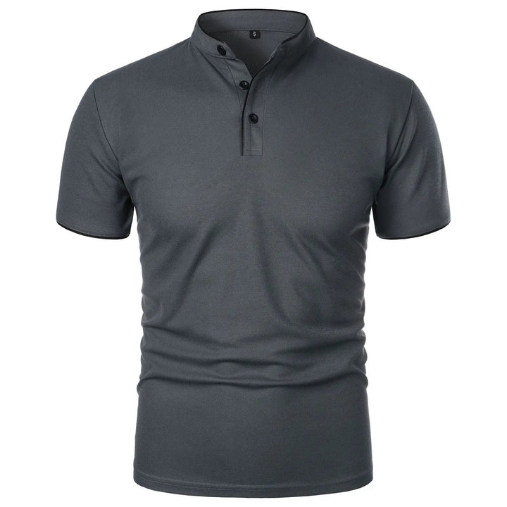 Herren Kurzarm-Poloshirt Stehkragen Knitterfreies Piqué-Shirt - Dunkelgrau