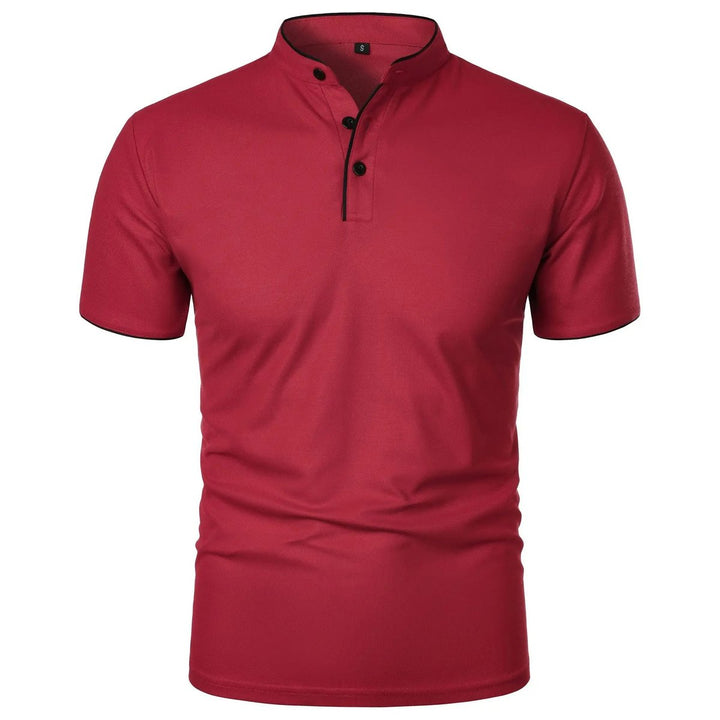 Herren Kurzarm-Poloshirt Stehkragen Knitterfreies Piqué-Shirt - Rot