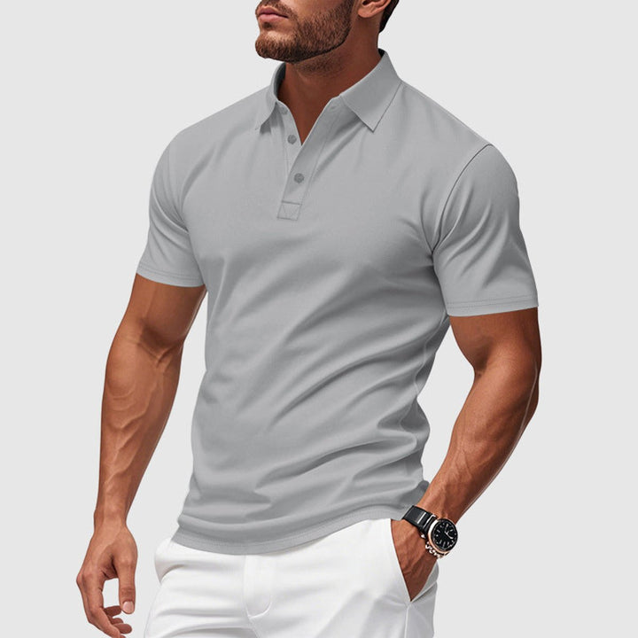 Herren Kurzarm Slim-Fit Polo-Shirt mit Knopfleiste - Grau