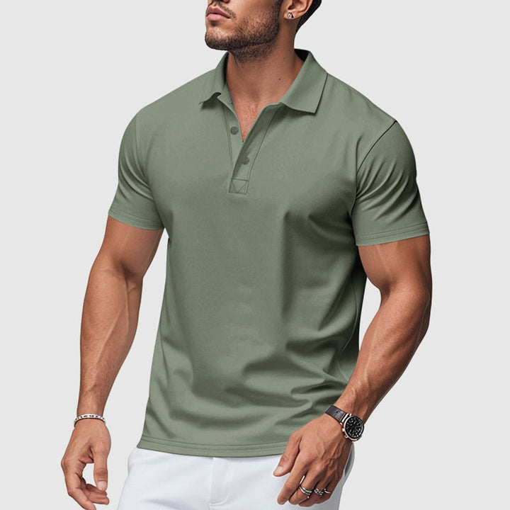 Herren Kurzarm Slim-Fit Polo-Shirt mit Knopfleiste - Grün