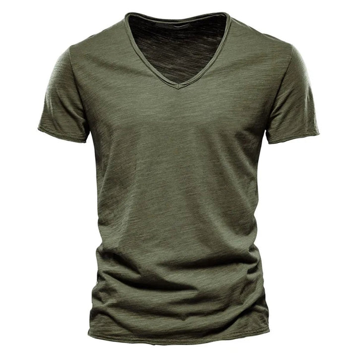 Herren Kurzarm V-Ausschnitt T-Shirt Slim-Fit - Grün