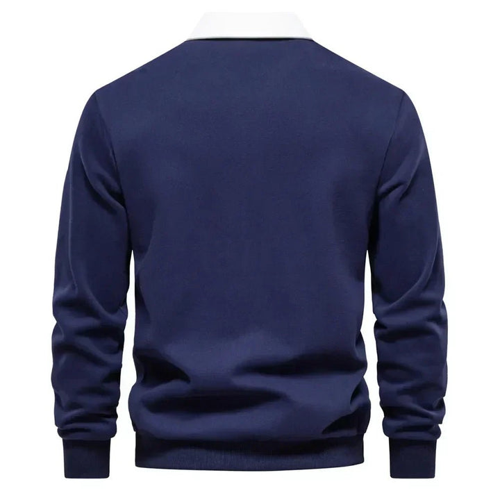 Herren Langarm-Polo Pullover Strick Kontrastkragen Tailored Fit