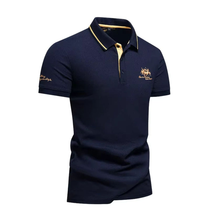 Herren Langarm-Poloshirt klassischer Kragen elegante Stickerei