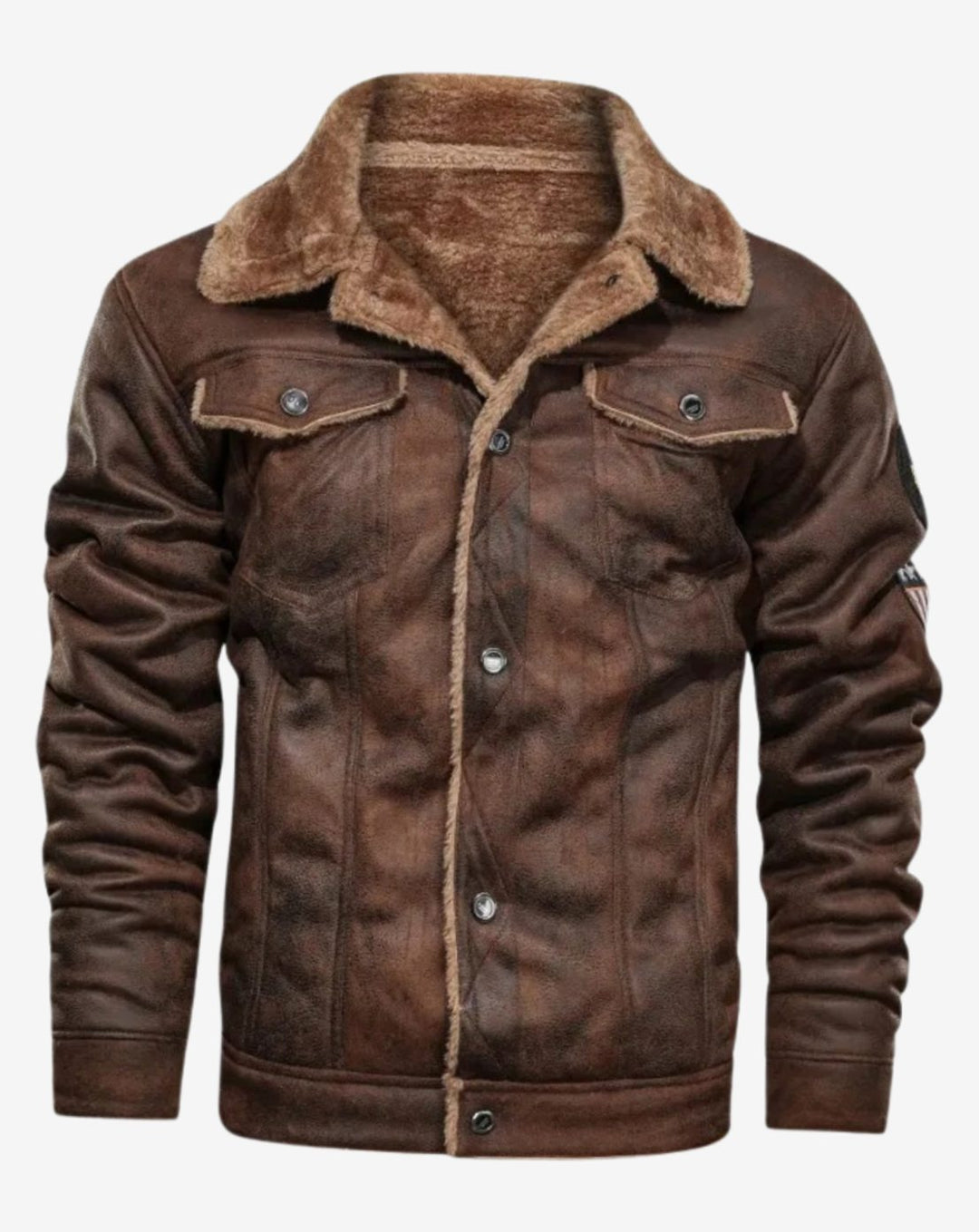 Herren Lederjacke Gefütterte Winter Biker Jacke mit Fellkragen
