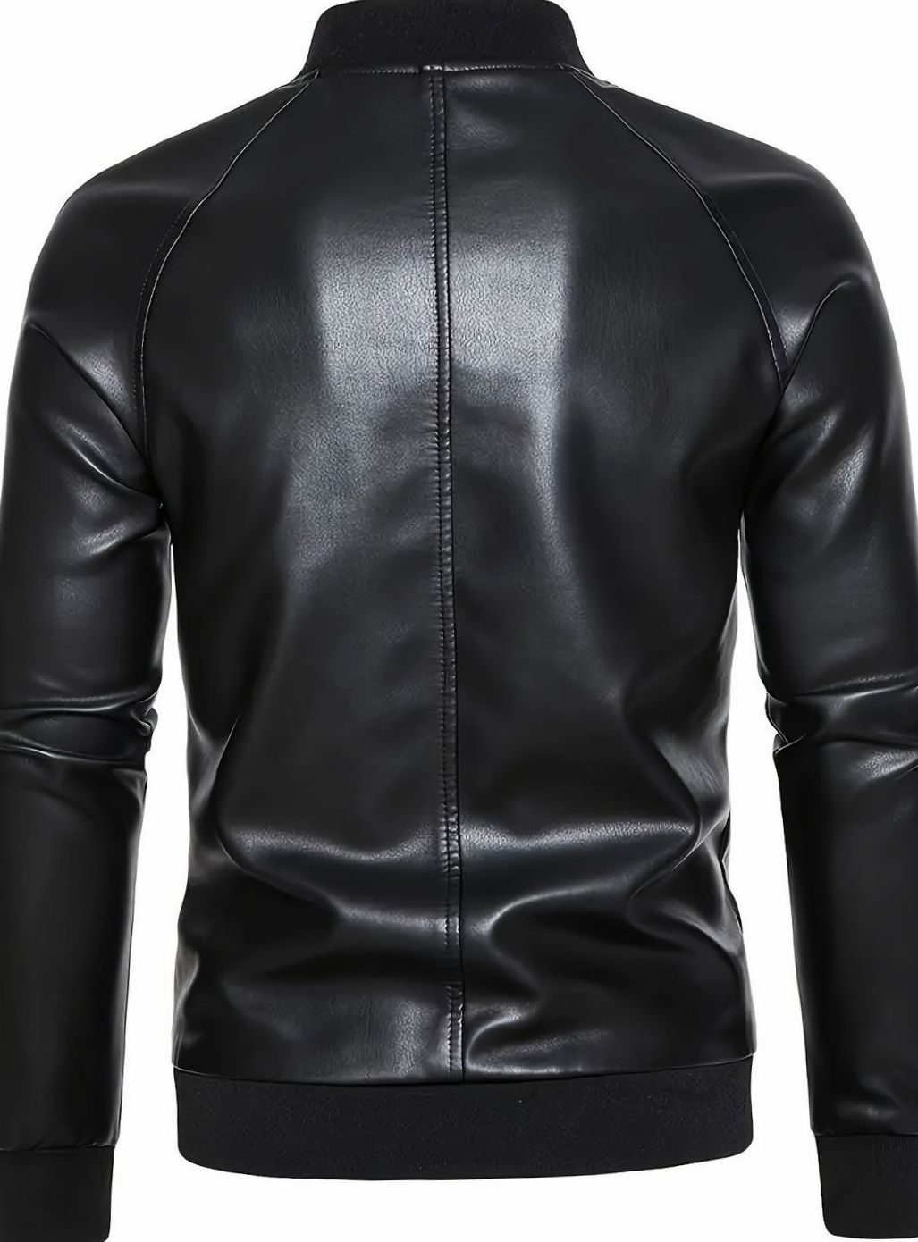 Herren Lederjacke im Baseball-Stil mit Reißverschluss und Loosefit