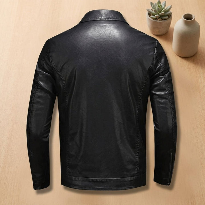 Herren Lederjacke Zip-Up mit Brusttaschen schlanke Passform