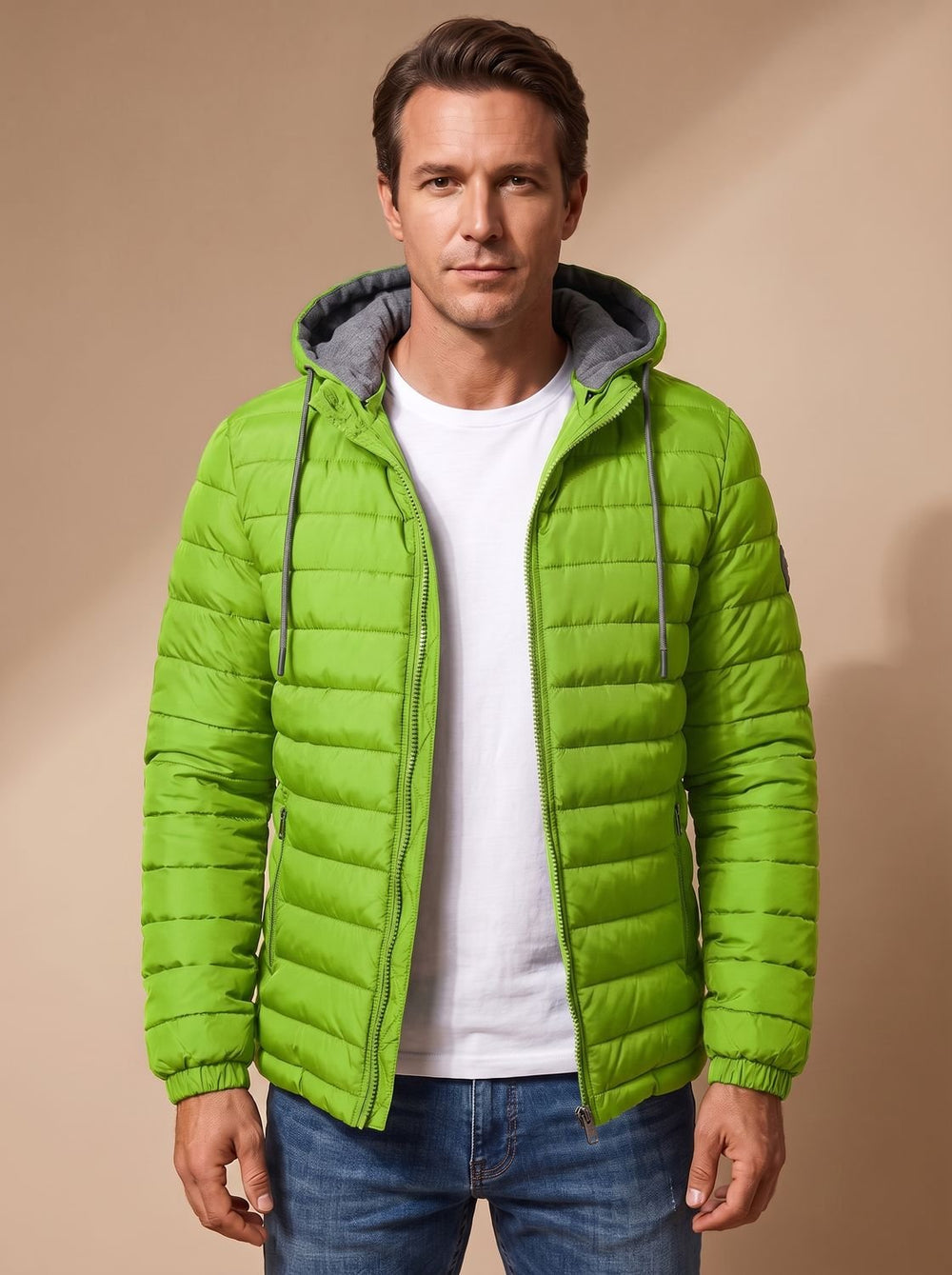 Herren Leichte Gesteppte Kapuzenjacke mit Thermoisolierung