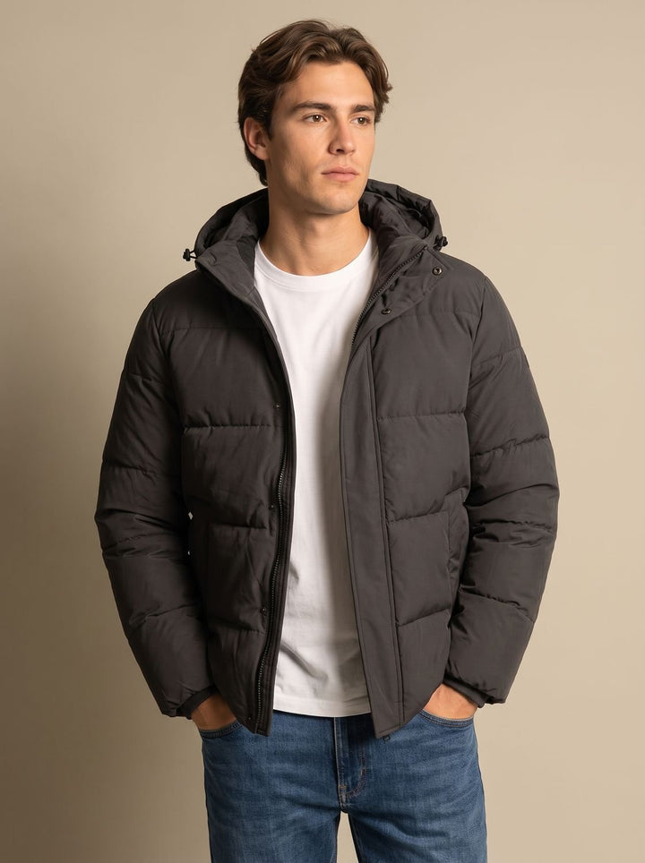 Herren Leichte Gesteppte Kapuzenjacke mit Thermoisolierung