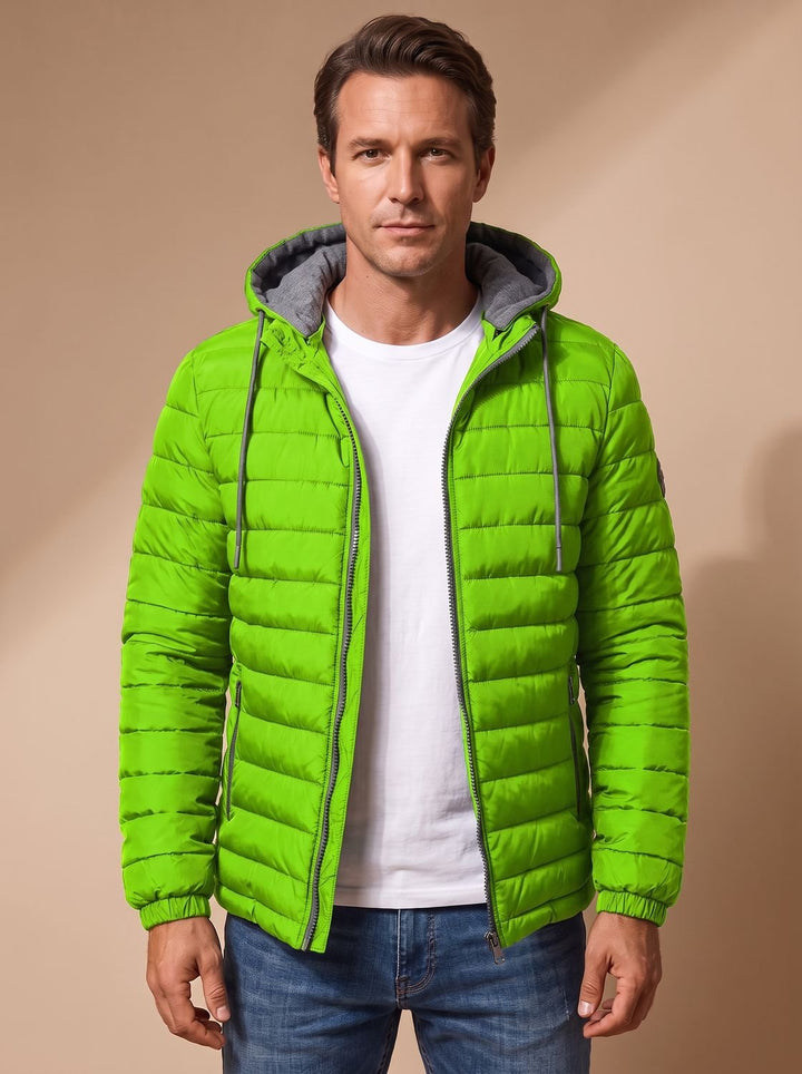 Herren Leichte Gesteppte Kapuzenjacke mit Thermoisolierung - Grün