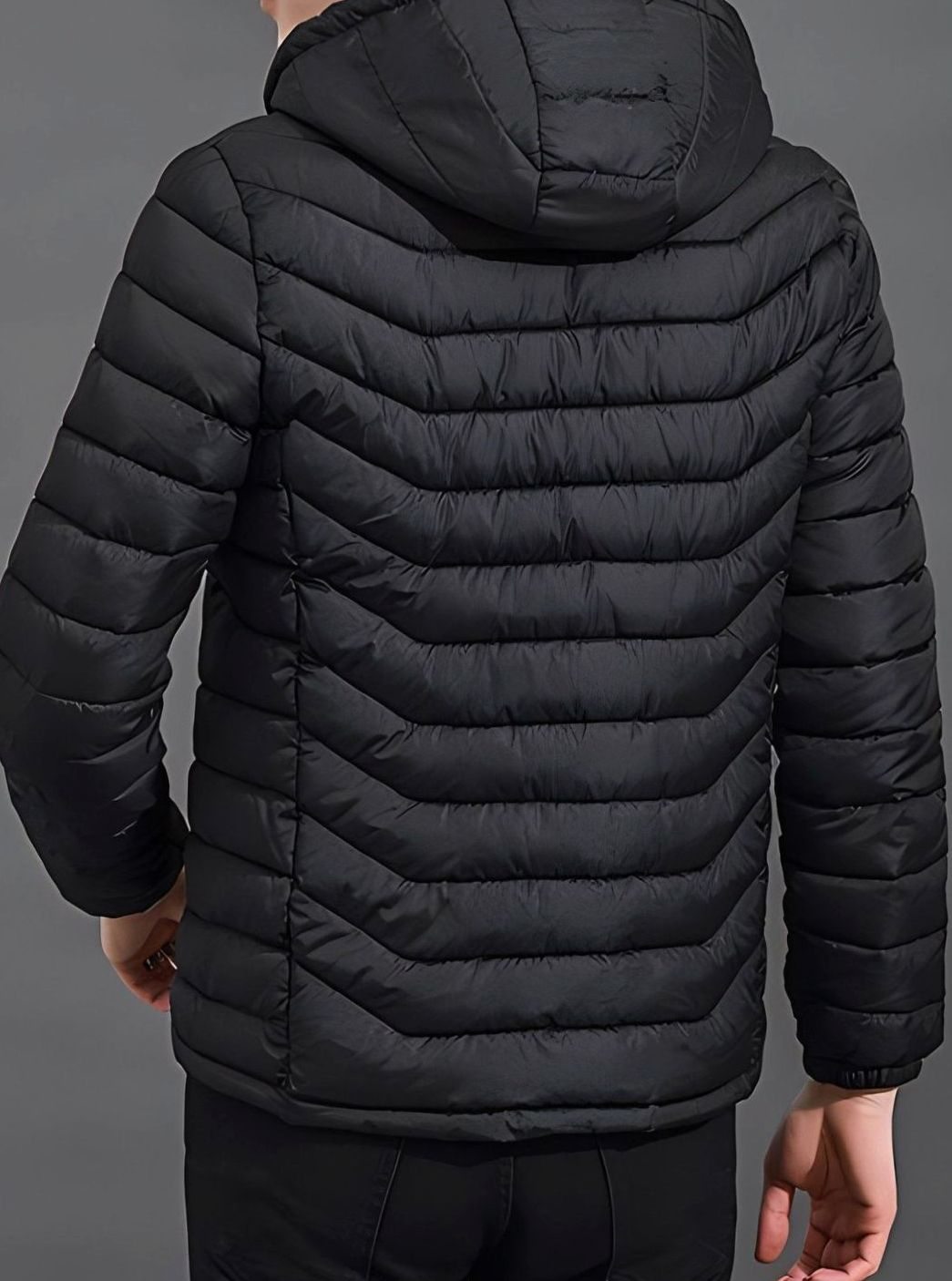 Herren Leichte Gesteppte Pufferjacke mit Abnehmbarer Kapuze