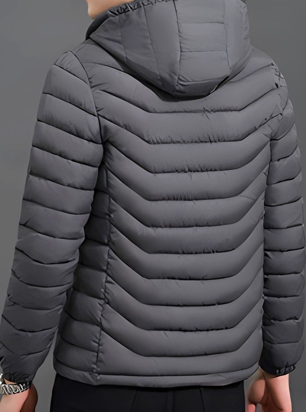 Herren Leichte Gesteppte Pufferjacke mit Abnehmbarer Kapuze