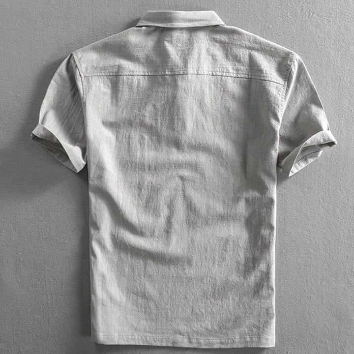 Herren Leinen Kurzarm Polo Shirt