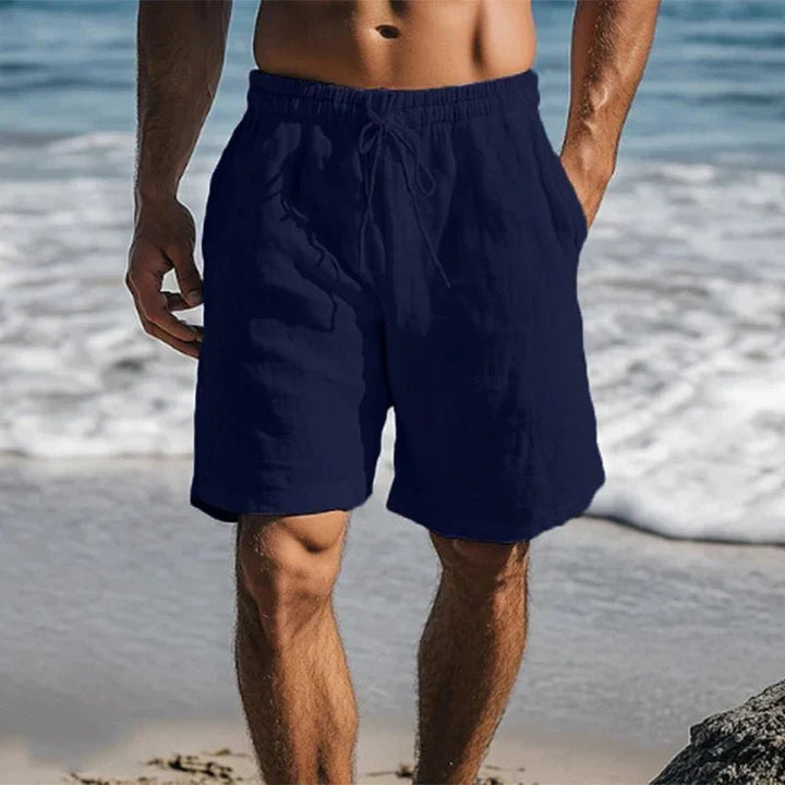 Herren Leinen Schnelltrocknende Badeshorts Mittelllänge