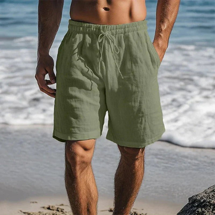 Herren Leinen Schnelltrocknende Badeshorts Mittelllänge - Dark Green