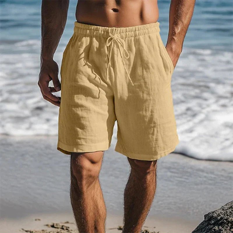 Herren Leinen Schnelltrocknende Badeshorts Mittelllänge - Khaki