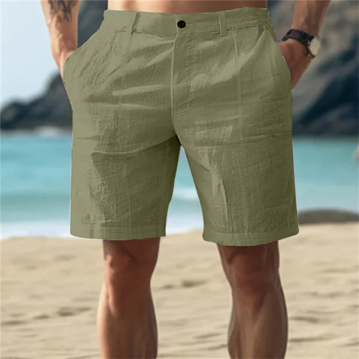Herren Leinen-Shorts lockere Passform elastischer Bund - Grün