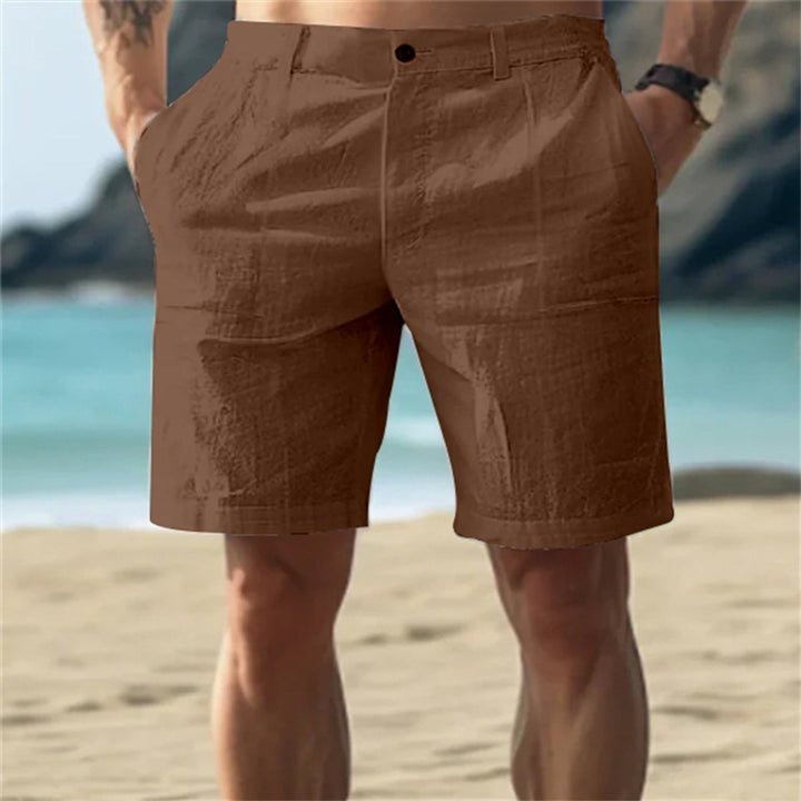 Herren Leinen-Shorts lockere Passform elastischer Bund - Braun