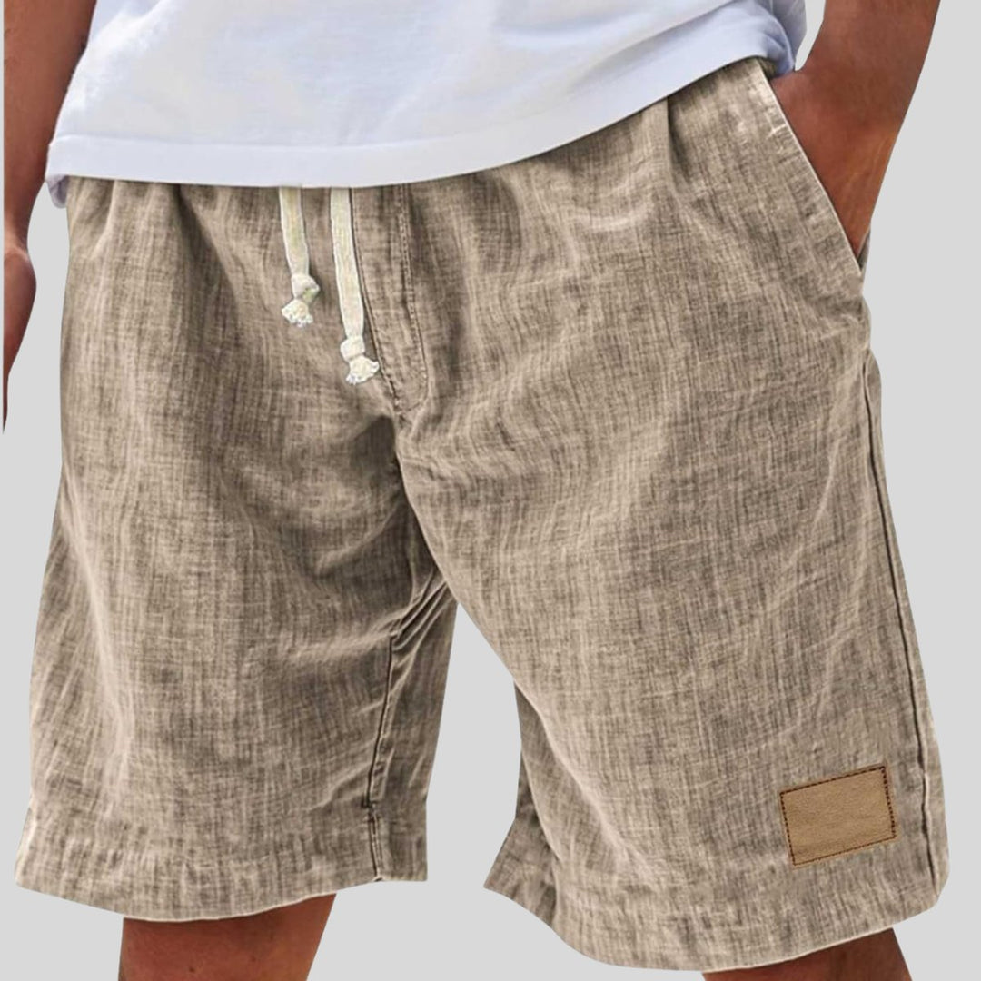 Herren Leinen-Shorts mit elastischem Kordelzug-Bund