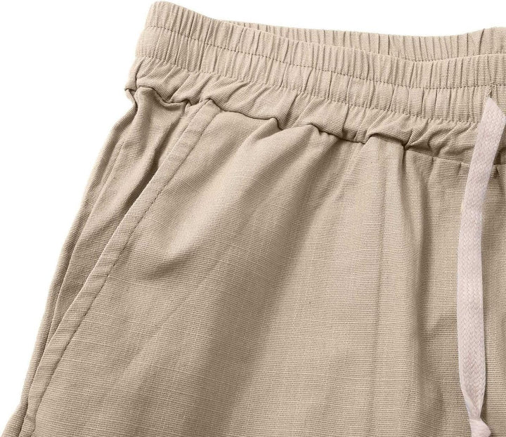 Herren Leinen-Shorts mit elastischem Kordelzug-Bund