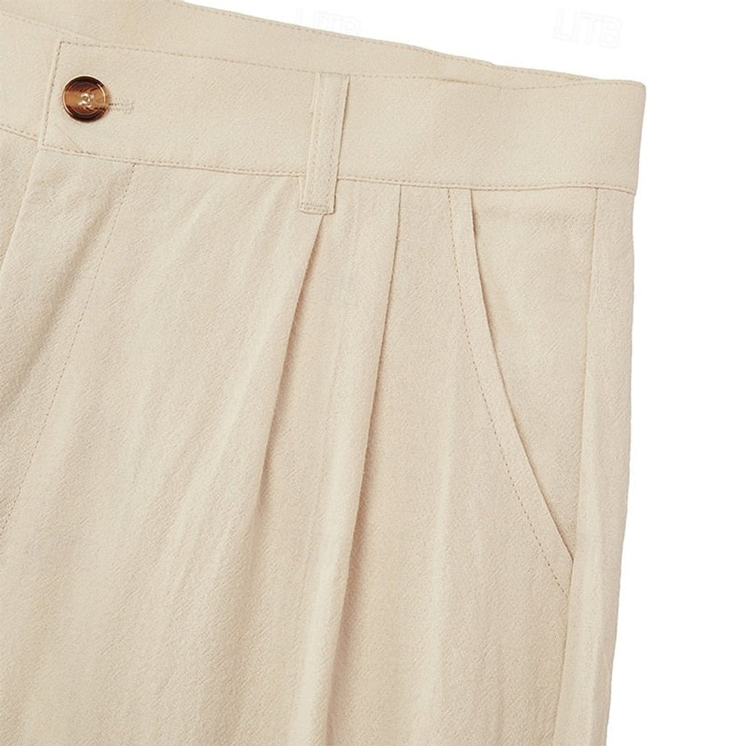 Herren Leinen Sommerhose Locker Geschnittene Freizeithose