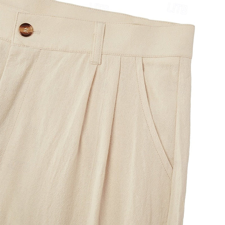 Herren Leinen Sommerhose Locker Geschnittene Freizeithose