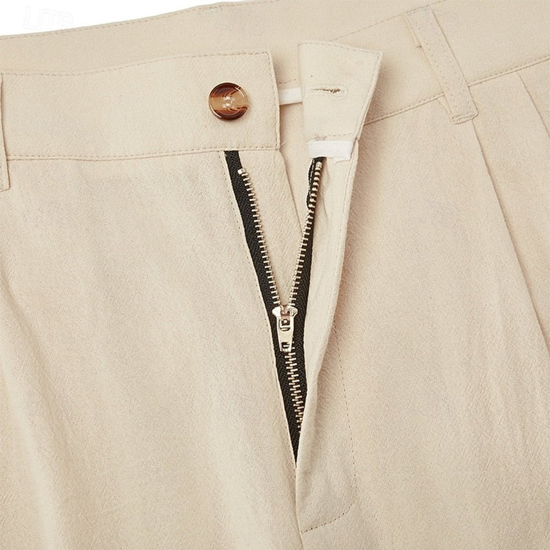 Herren Leinen Sommerhose Locker Geschnittene Freizeithose