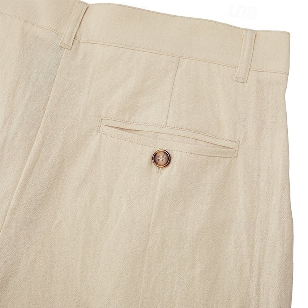 Herren Leinen Sommerhose Locker Geschnittene Freizeithose