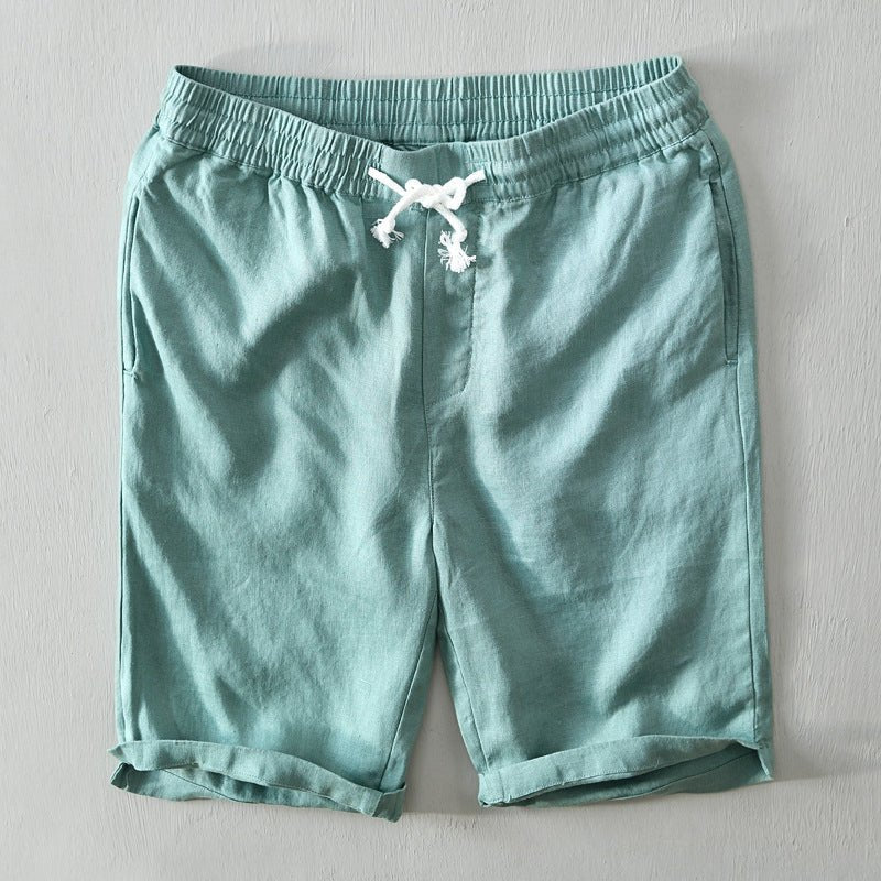 Herren Linen Bermuda Shorts mit Kordelzug - Green