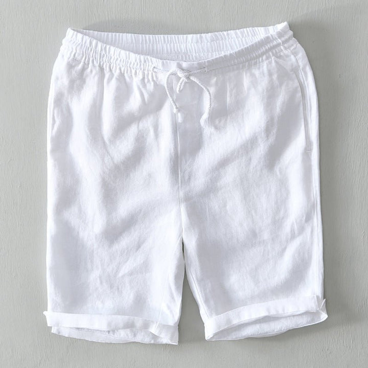 Herren Linen Bermuda Shorts mit Kordelzug - White