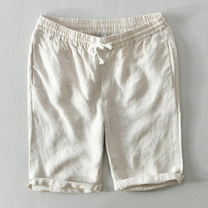 Herren Linen Bermuda Shorts mit Kordelzug - Beige