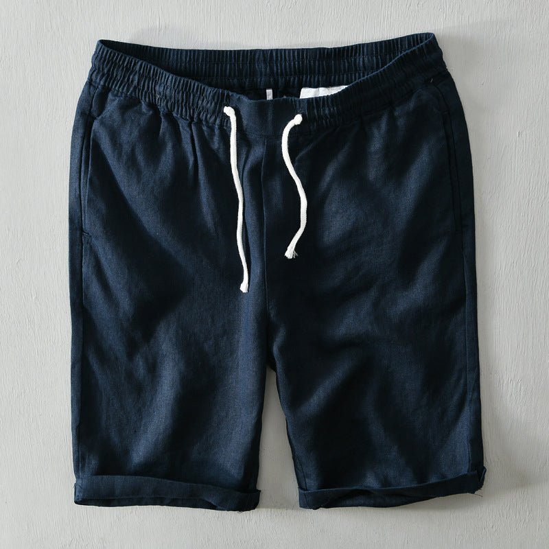 Herren Linen Bermuda Shorts mit Kordelzug - Blue