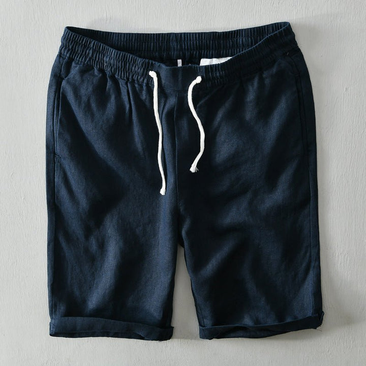 Herren Linen Bermuda Shorts mit Kordelzug - Blue