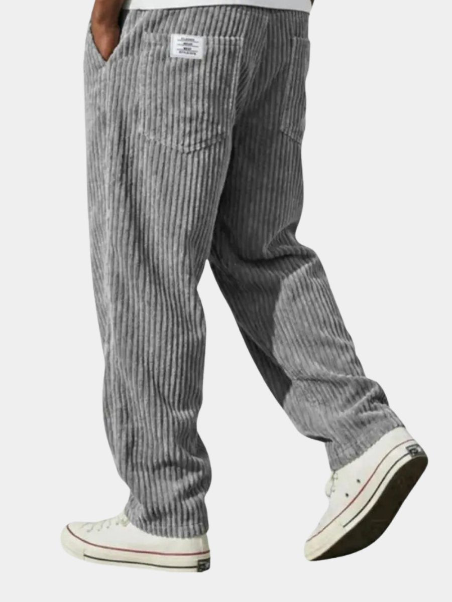 Herren Lockere Cord-Hose mit Elastikbund Gerade Passform