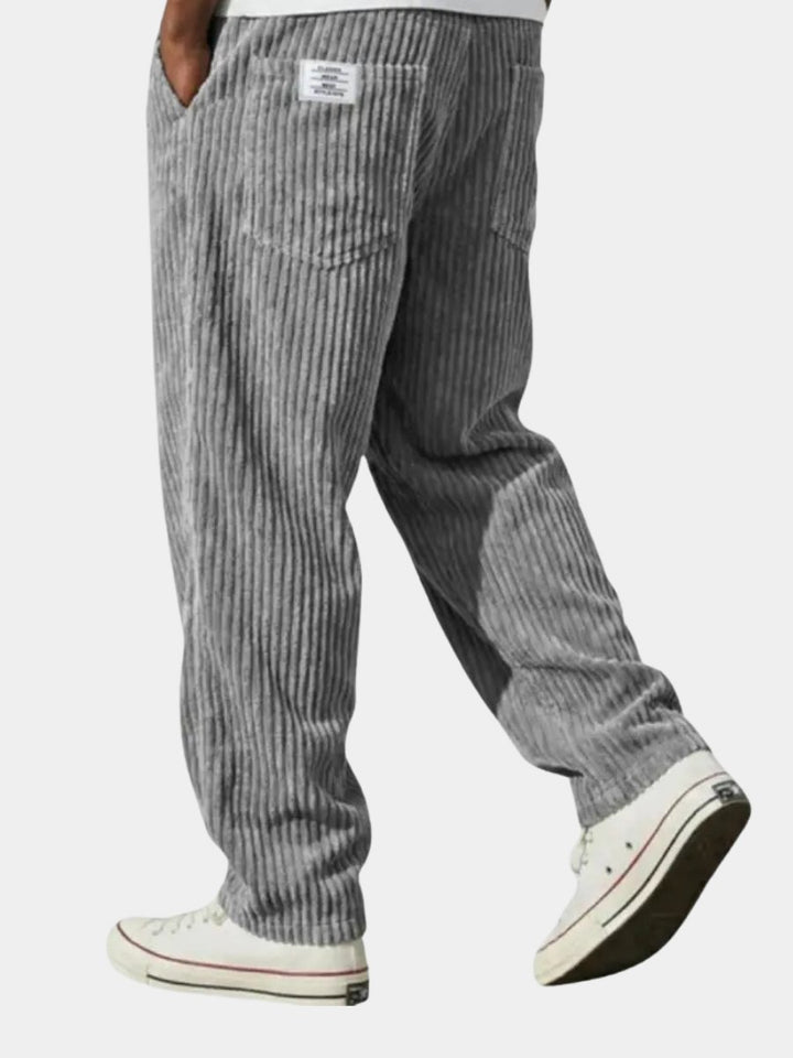 Herren Lockere Cord-Hose mit Elastikbund Gerade Passform