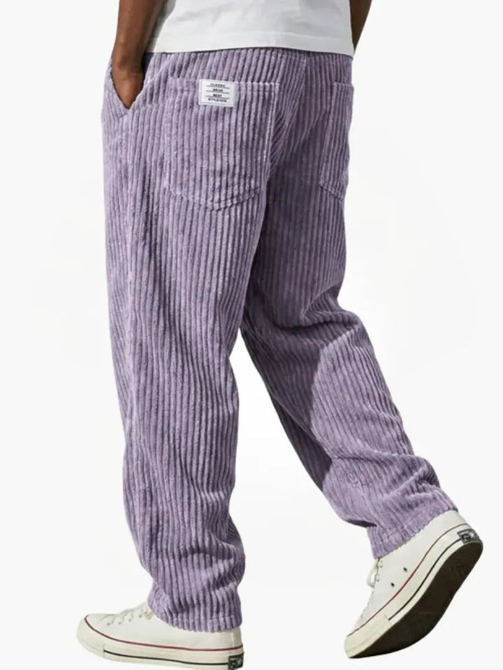 Herren Lockere Cord-Hose mit Elastikbund Gerade Passform