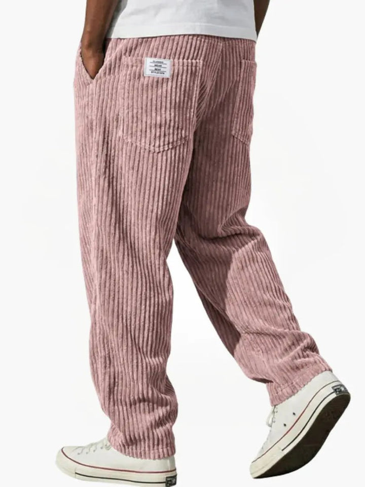 Herren Lockere Cord-Hose mit Elastikbund Gerade Passform
