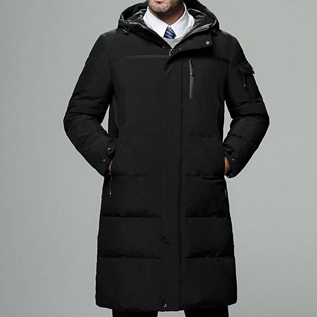 Herren Longline Pufferjacke mit Kapuze Warm Gefüttert