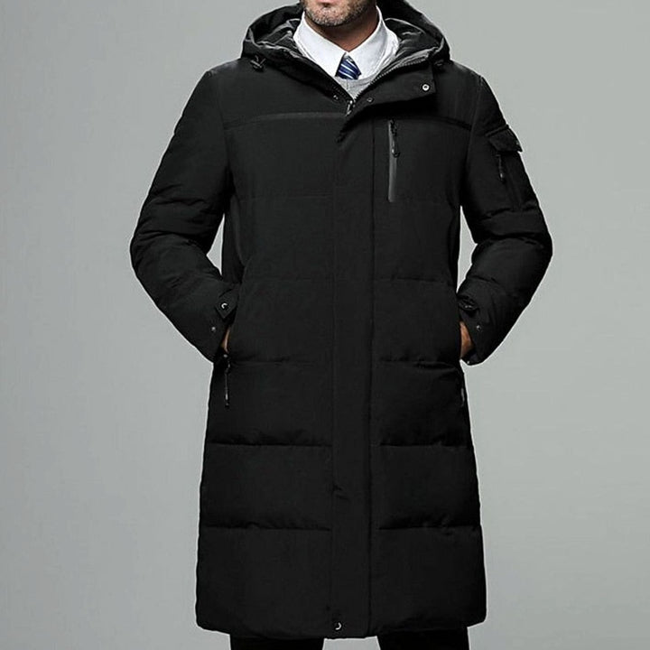 Herren Longline Pufferjacke mit Kapuze Warm Gefüttert