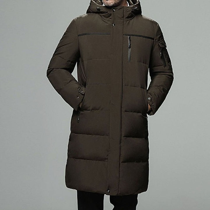 Herren Longline Pufferjacke mit Kapuze Warm Gefüttert - Grün