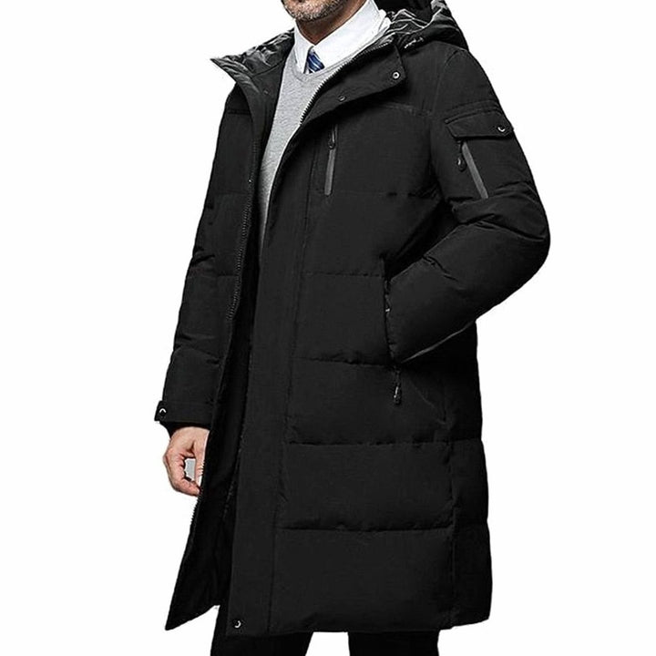 Herren Longline Pufferjacke mit Kapuze Warm Gefüttert