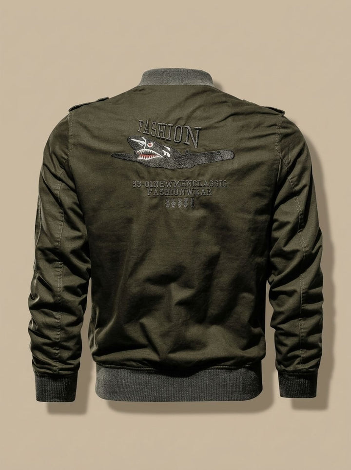 Herren Military Bomberjacke mit Aufnähern und Reißverschlusstaschen