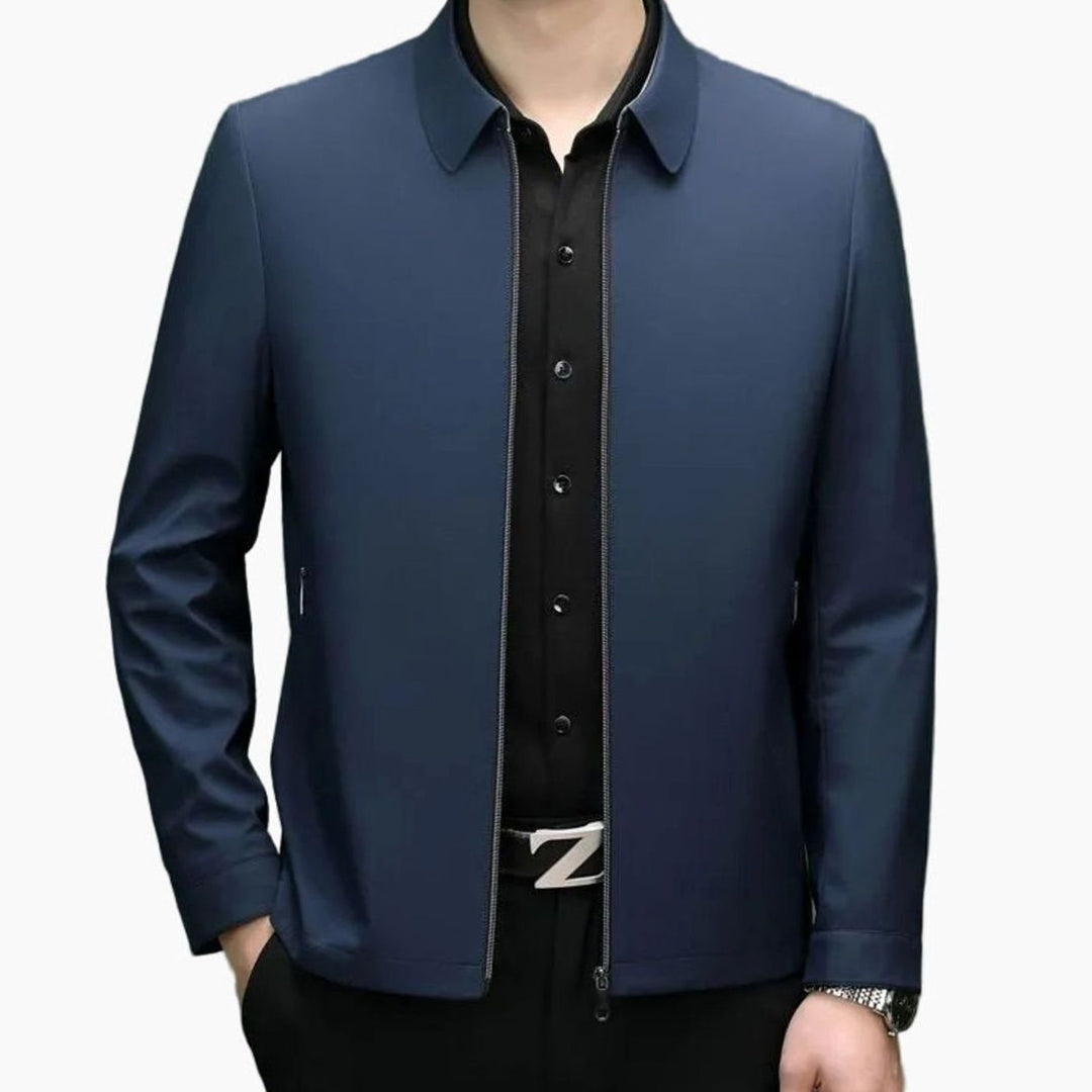 Herren Minimal Jacke mit Haifischkragen und Reißverschluss - Marineblau
