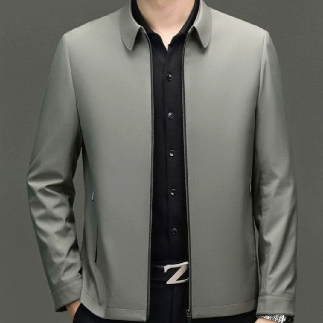 Herren Minimal Jacke mit Haifischkragen und Reißverschluss - Khaki