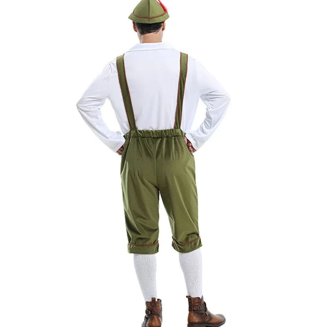 Herren Oktoberfest Kostüm Set Lederhosen Träger Hemd Hut