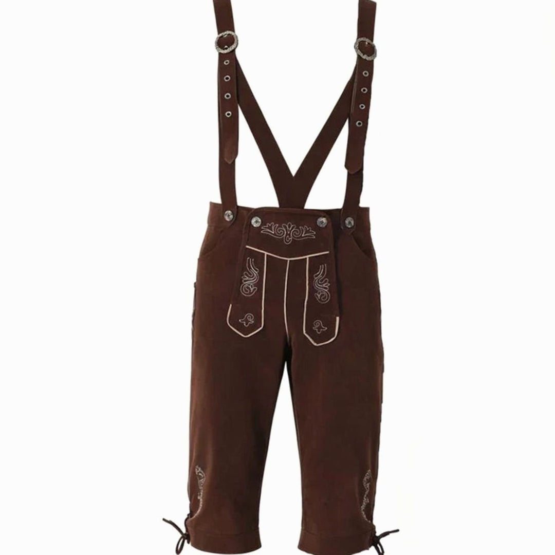 Herren Oktoberfest Lederhosen Kostüm Set mit Karohemd - Hose 01