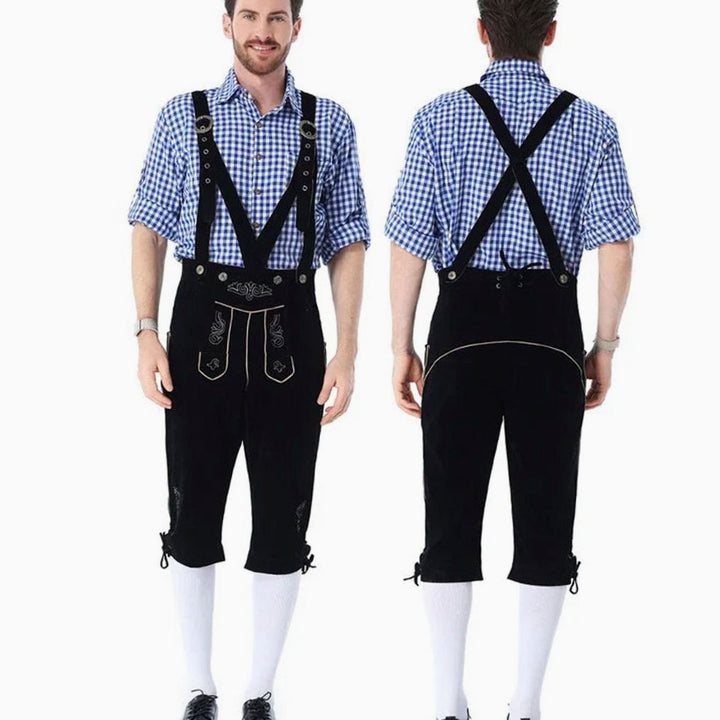 Herren Oktoberfest Lederhosen Kostüm Set mit Karohemd