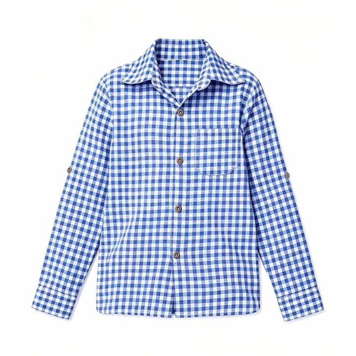 Herren Oktoberfest Lederhosen Kostüm Set mit Karohemd - Hemd 01