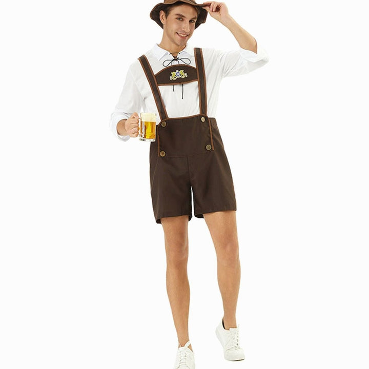 Herren Oktoberfest Lederhosen-Latzhose Trachten Hosenträger Shorts