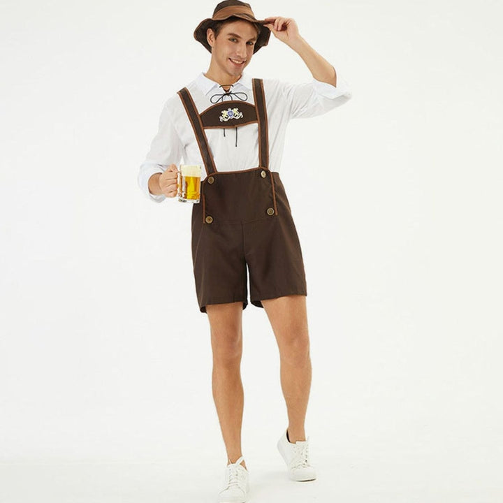 Herren Oktoberfest Lederhosen-Latzhose Trachten Hosenträger Shorts